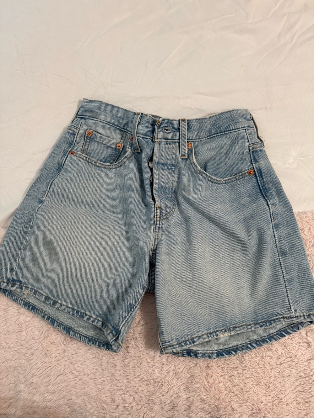 Levi's Light Blue High-Rise Denim Shorts